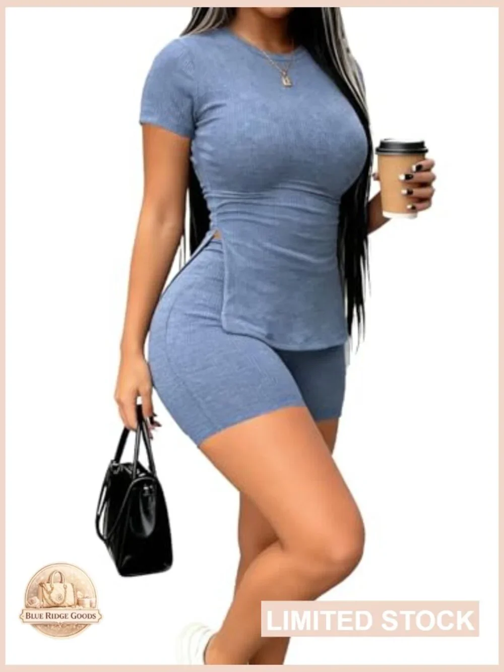 2 Piece Short Set Matching Sweatsuit Lounge Biker Workout Casual Set